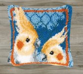 Knoop je eigen kussen, Valk parkieten, Smyrna, 43 x 43, Telpatroon