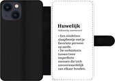 Bookcase Geschikt voor iPhone 13 Mini telefoonhoesje - Spreuken - Trouwen - 'Huwelijk' - Quotes - Met vakjes - Wallet case met magneetsluiting