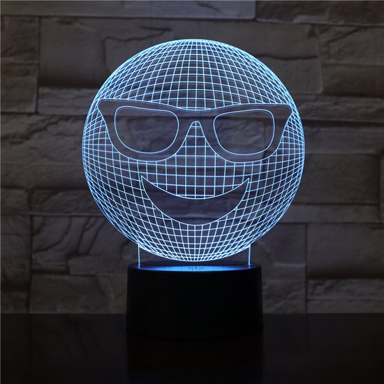 3D Led Lamp Met Gravering - RGB 7 Kleuren - Smiley — afbeelding 2