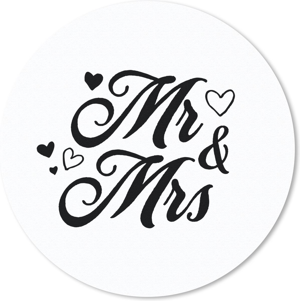Muismat rond 50x50 cm - Mousepad Quotes - Huwelijk - 'Mr & Mrs' - Spreuken - Ronde muismatten