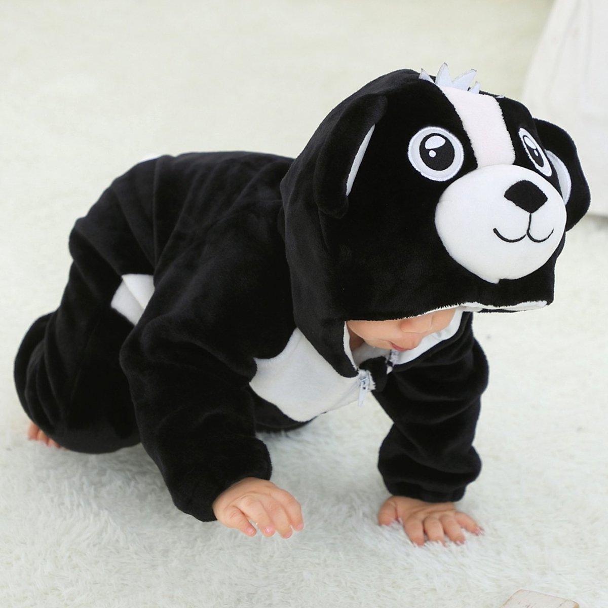 JAXY Baby Onesie - Baby Rompertjes - Baby Pyjama - Baby Pakje - Baby Verkleedkleding - Baby Kostuum - Baby Winterpak - Baby Romper - Baby Skipak - Baby Carnavalskleding - EU 74/80 (label 90) - Hond Zwart — afbeelding 3