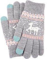 Wolle Handschoenen met Touchscreen - Kerst - Dames Grijs