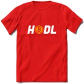HODL - Crypto T-Shirt Kleding Cadeau | Dames / Heren / Unisex | Bitcoin / Ethereum shirt | Grappig Verjaardag kado | BTC Tshirt Met Print | - Rood - XXL