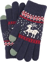 Wolle Handschoenen met Touchscreen - Kerst - Dames Donker Blauw