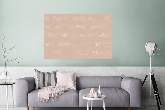 Luxe motif de diamants en or rose sur fond rose 120x80 cm