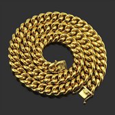 ICYBOY 18K Massieve Klassieke Verguld Gouden Herenketting Roestvrije Staal [GOLD-PLATED] [ICED OUT] [20 - 50 cm] Gold Plated Cuban Chain Necklace Stainless Steel