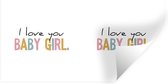 Stickers muraux - Citations - Je t'aime Bébé Fille - Fille - Arc-en-ciel - Proverbes - 120x60 cm - Film adhésif