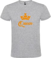 Grijs  T shirt met  print van "Queen " print Oranje size XXL