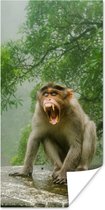 Poster Schreeuwende aap voor waterval - 80x160 cm