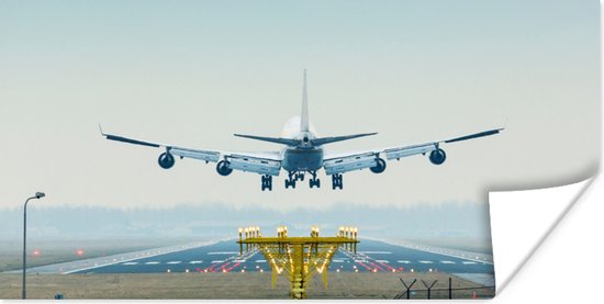 Poster Vliegtuig landt op Schiphol - 120x60 cm