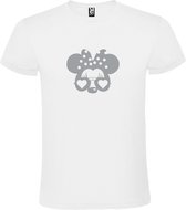 Wit  T shirt met  "Minnie Mouse Love " print Zilver size S