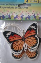 4 Houten Vlinders hangers voor in paasboom - paasdecoratie - paasversiering voor Pasen