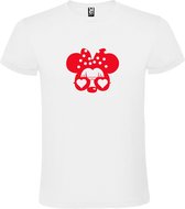 Wit  T shirt met  "Minnie Mouse Love " print Rood size L