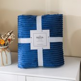 Deken - Plaid - Marine Blauw - Flanel deken - 150 x 200 - extra dik - super zacht