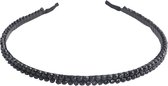 Haarband met Glaskralen - Diadeem - Breedte 7 mm - Zwart