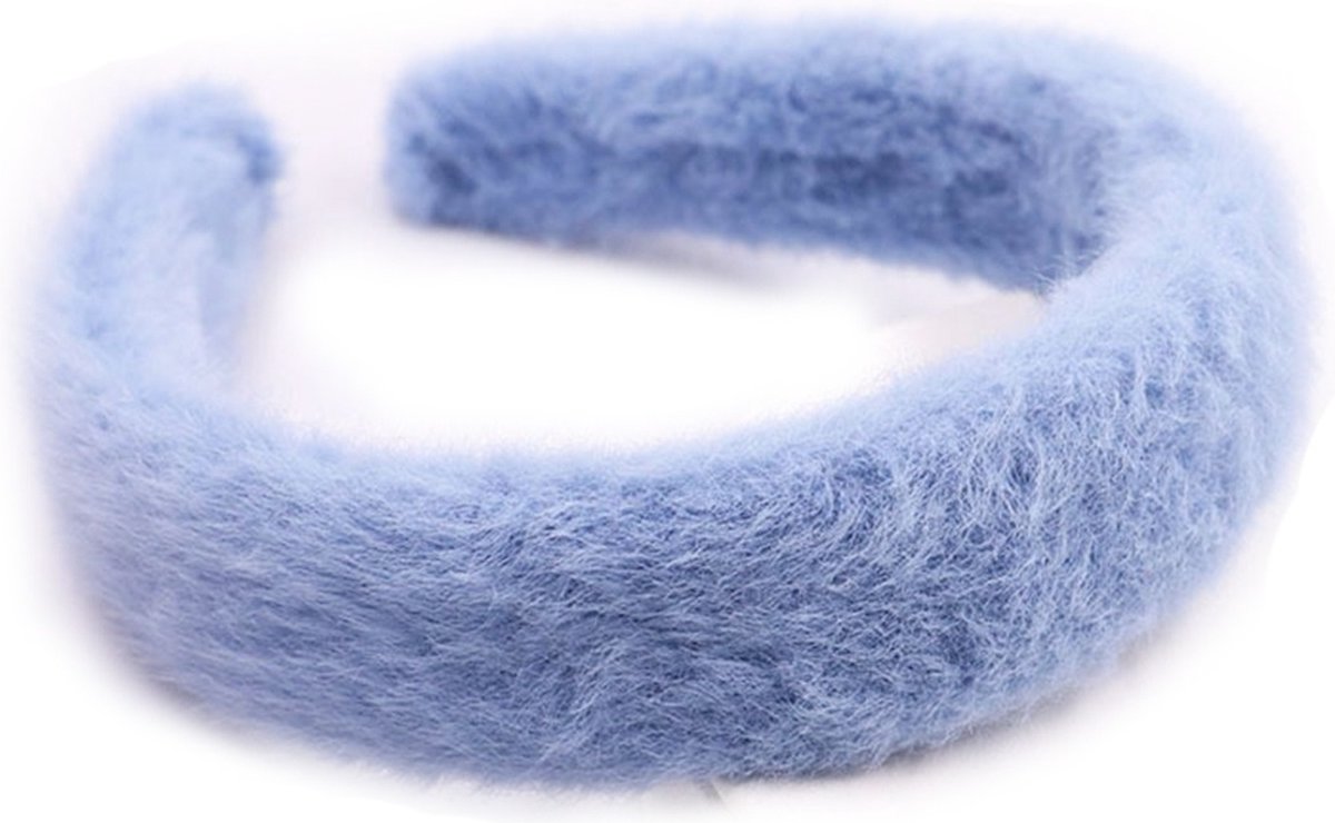 Fluffy Haarband - Diadeem - Breedte 3 cm - Blauw - Dielay