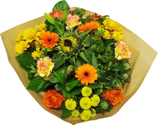 Boeket Kim Large Orange ↨ 45cm - bloemen - boeket - boeketje - bloem - droogbloemen - bloempot - cadeautje