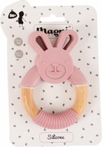 Magni - Hout & Siliconen bijtring Pink Rabbit - Duurzaam - Baby