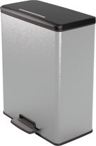 Curver Deco Bin Duo Pedaalemmer - 26L+26L - Afvalscheiding - Rechthoekig - Zilver metallic