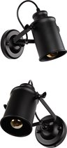 Industriële wandlamp binnen- vintage lamp- steampunk lamp- E27 fitting- zwart