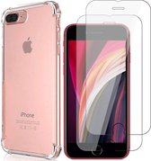iPhone 8 Plus Hoesje - iPhone 7 Plus Back Cover Anti Shock Siliconen Case Transparant Hoes - 2x Screenprotector Gehard Glas Beschermglas Tempered Glass Screen Protector