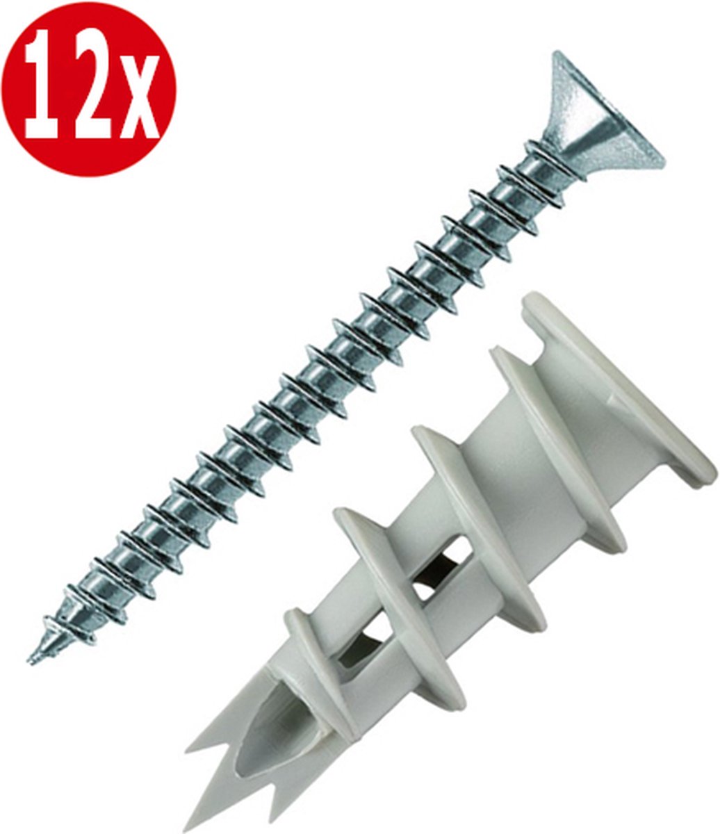 Tornitrex hollewandplug | gasbeton plug incl schroef | 12 sets - Tornitrex