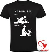 Corona veilige seks Heren  t-shirt | seks |porno |covid | wappie | virus | Zwart