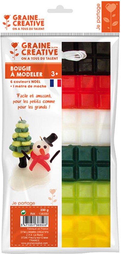 Zelfmaak set - Kneedwas - kerst kleurige kaarsen maken - creatieve knutselpakket voor kinderen en volwassen