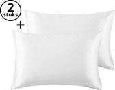 Sleeps - Satijnen Kussensloop Elegant Beauty Pillowcase Wit - 60x70cm Anti Allergeen - Voor Glanzend Haar & Stralende - 2 Stuks -