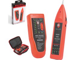 MAXWELL Netwerk Tester - RJ45 en RJ11 Kabel Tester - Internet LAN tester - Incl. 2x Batterijen - Incl. RJ11 en RJ45 kabel - Incl. Oordopjes en Bewaaretui