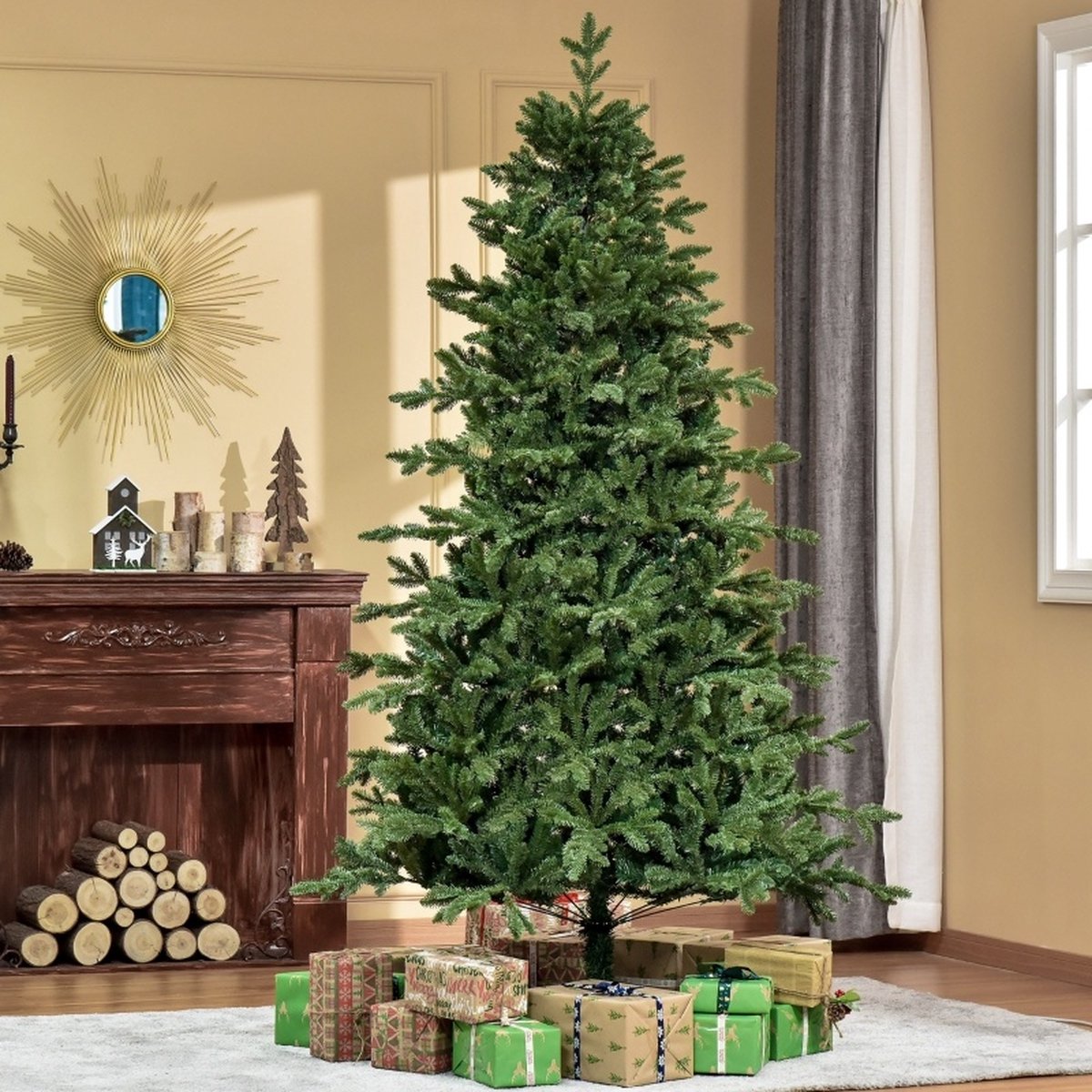 Kunstkerstboom 2,1 m kerstboom dennenboom PVC PE metaal groen Ø 105 x