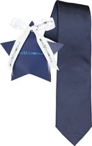 Cadeau Michaelis stropdas - donkerblauw met witte stipjes in cadeauverpakking