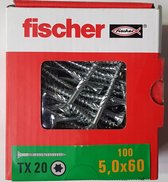Fischer Spaanplaatschroef Power-Fast FPF-ST 5.0 x 60mm, 100 stuks