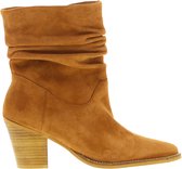 Tango | Ella western 21-d cognac suede wrinkle boot - natural heel/sole wooden heel/sole | Maat: 37