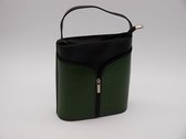 SENSE Schoudertas Mara groen / zwart - Italiaanse Crossbody bag - Toscaanse leer