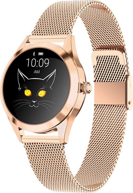 GALESTO Smartwatch Elegance 2 - Smartwatch Dames - Heren Smartwatch - Activity Tracker - Fitness Tracker - Met Touchscreen - Stalen band - Horloge - Stappenteller - Bloeddrukmeter - Verbrande calorieën - Waterbestendig - Rosé Goud