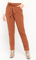 LOLALIZA Paperbag broek met ceintuur - Bruin - Maat 46