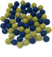Viltballetjes - 70 stuks - Blauw - Mint - Wit - Lila - 2,2cm - hobby - Wolkralen - Viltballen
