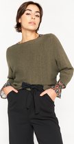 LOLALIZA Trui met lurex - Khaki - Maat L/XL