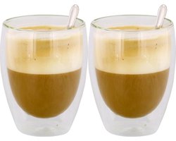 2 Stuks Dubbelwandige Koffieglazen 350ml - Glazen voor Cappucino, Latte Machiato, Thee en koffie - Thermoglazen
