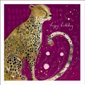 Verjaardagskaart - Happy Birthday - Luipaard - Paars, Geel - 16x16x0,5cm - Groot Britannie - EcoStory - Fairtrade - 1 stuk
