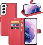 Samsung Galaxy S22 Plus (S22+) Hoesje - MobyDefend Kunstleren Wallet Book Case - Rood - GSM Hoesje - Telefoonhoesje Geschikt Voor: Samsung Galaxy S22 Plus (S22+)