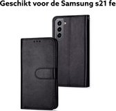 samsung galaxy s21 FE hoesje book case zwart-samsung s21 fe wallet case black met pas houder