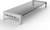 Monitor en laptopstandaard – 4 USB poorten – Antislip – Gehard glas - Wit