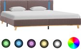 vidaXL Bedframe met LED stof taupe 180x200 cm