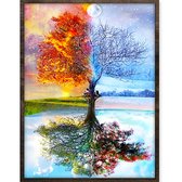 Eagle® Peinture de diamants Adultes - Arbre des Quatre Saisons - 40x30cm - Pierres Rondes