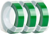 Telano Tape d'étiquettes 3D 3 pièces Compatible pour Dymo S0898160 Ruban gaufré 9 mm Wit sur vert pour pince à lettres Dymo