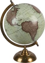 Clayre & Eef Globe 22x33 cm Vert Marron Bois Fer Globe terrestre