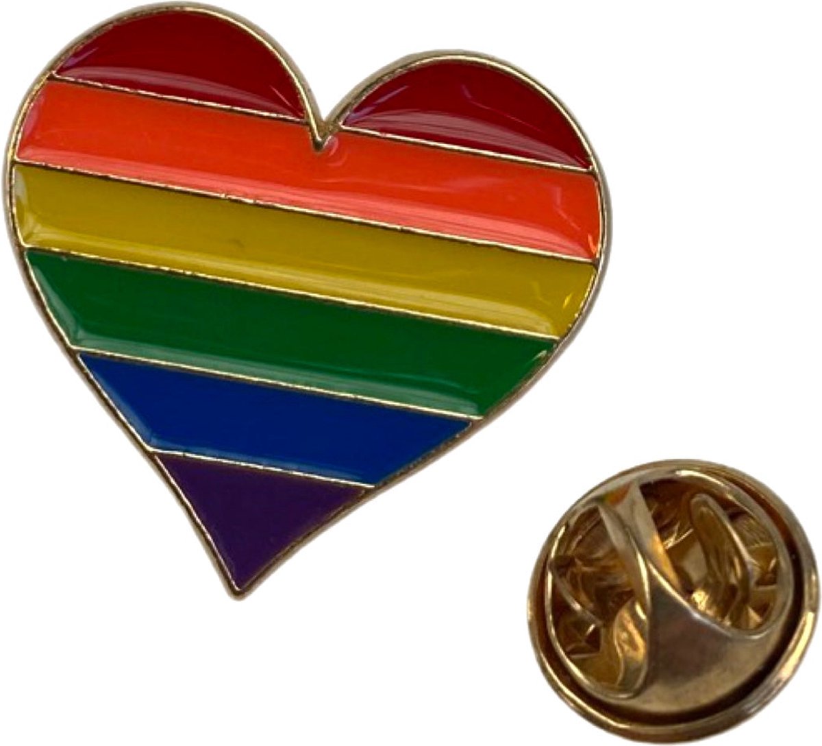Rainbow Heart Regenboog Hartje Gay Pride Symbool Emaille Pin L 2.5 cm / 2.3 cm / Multicolor