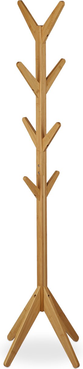 kapstok staand boom - 8 haken - 181,5 x 53 x 53 cm - garderobe - bamboe — afbeelding 4